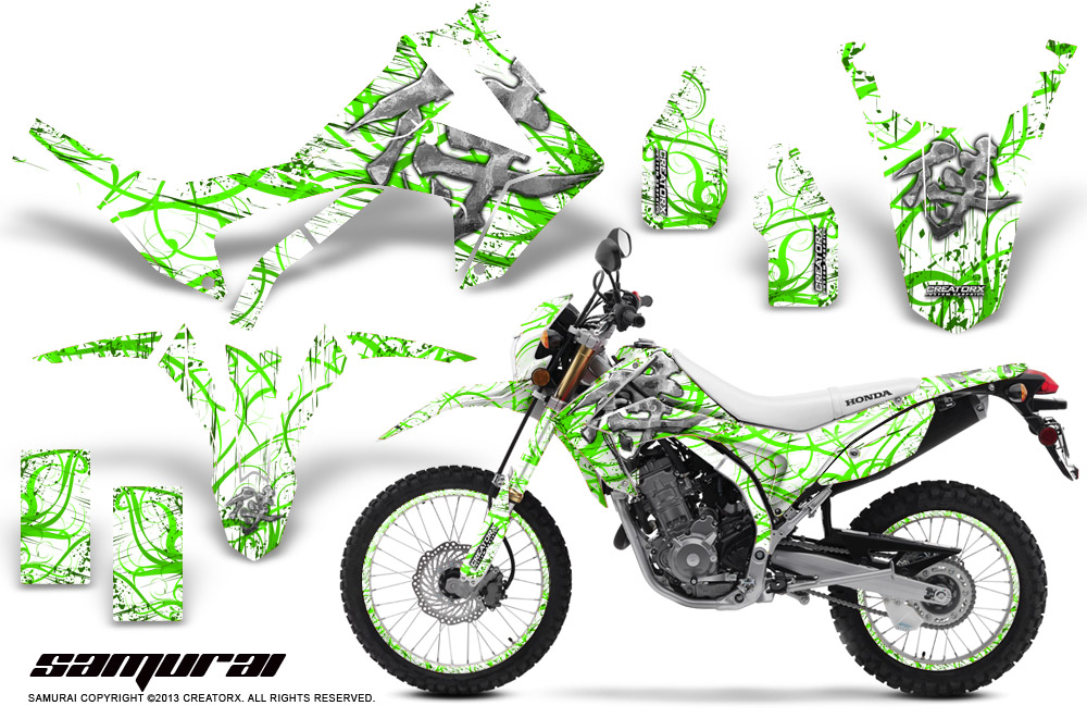 Honda CRF250L 2013 Graphics Kit Samurai Green White NP Rims